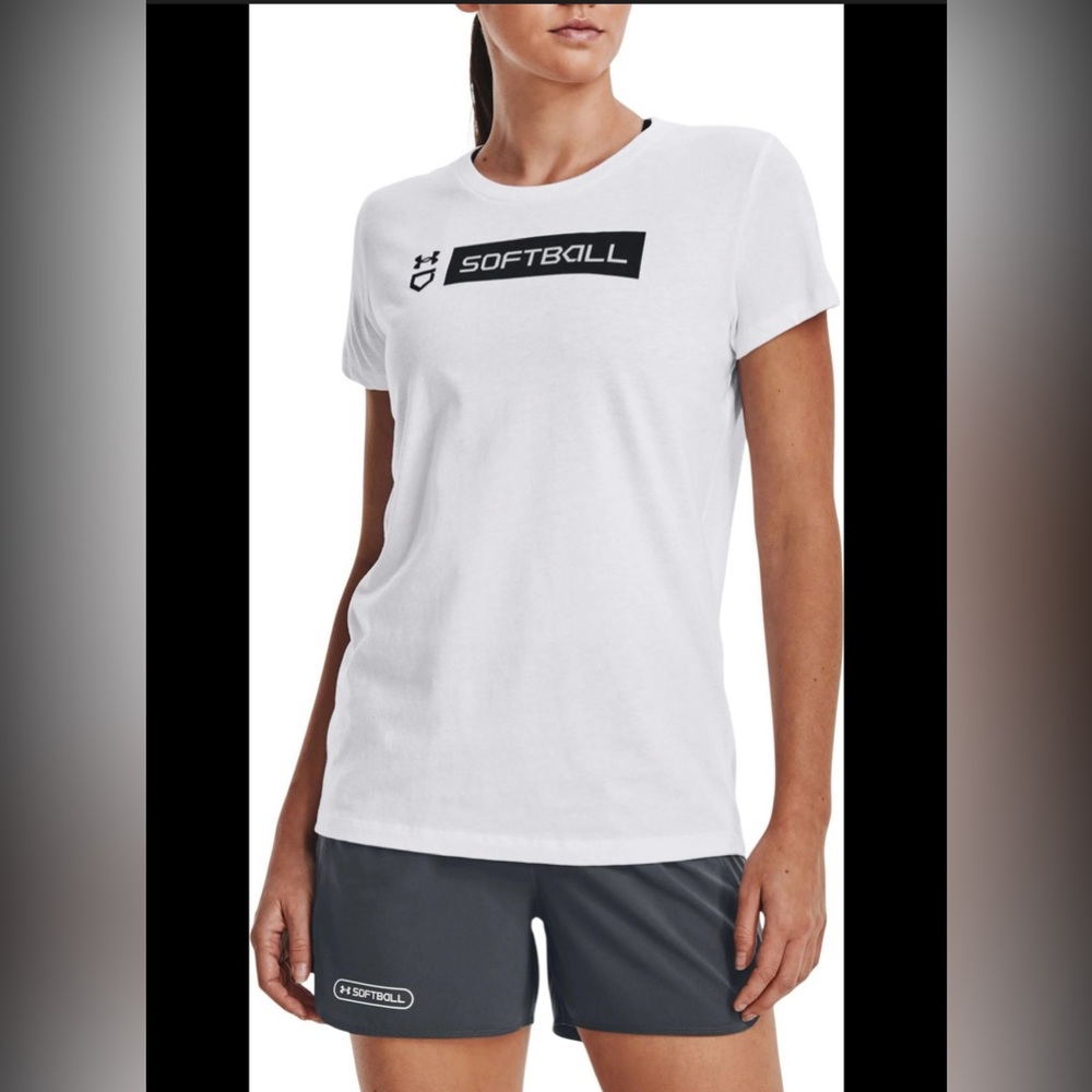 Under Armour White Softball Graphic Tee